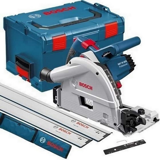 Bosch Gkt55gce Plunge Saw Kit In L-boxx, 2x Guide Rails, Bag & Connector