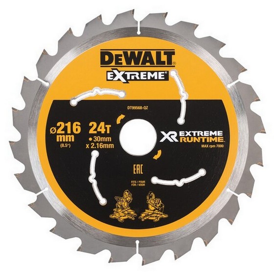 DEWALT DT99568-QZ FLEXVOLT EXTREME RUNTIME BLADE 24T X 30 X 216MM