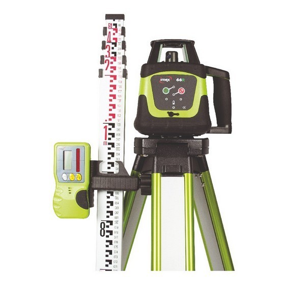 Imex 66r Laser Level Kit Includes 5m Metre Staff & Flat Top Tripod