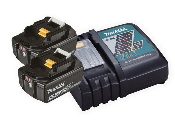 MAKITA BL1850B 18v 5.0ah BATTERY TWIN PACK + DC18RC RAPID CHARGER 240V