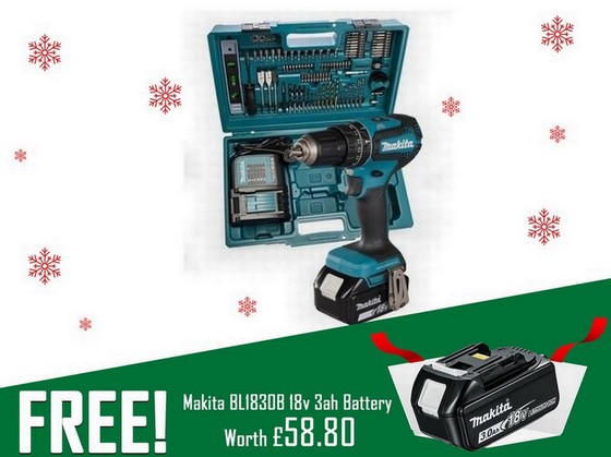 MAKITA DHP485STX5 18V BRUSHLESS COMBI DRILL WITH 1 X 5.0AH BATTERY, CHARGER AND 101 BUILT IN ACCESSORY SET