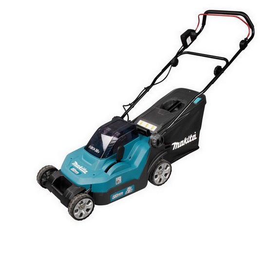 MAKITA DLM382PT2 18V BODY ONLY TWIN BATTERY LAWN MOWER 2 X 5.0AH BATTERIES AND DUAL CHARGER