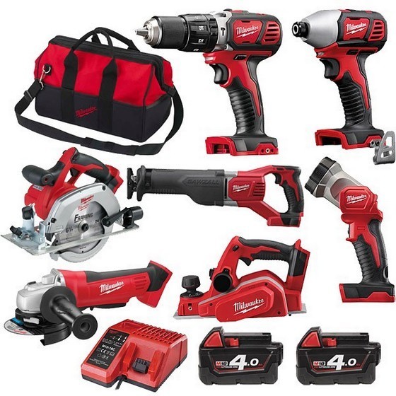 Milwaukee M18bpp7a-402b 18v Brushed 7 Piece Kit - Anglia Tool Centre