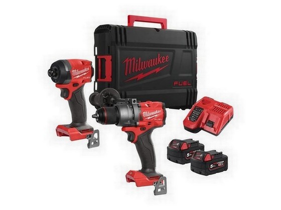Milwaukee M18fpp2a3-502x 18v Fuel Brushless Twin Pack 2 X 5.0ah Li-ion Batteries - Anglia Tool Centre