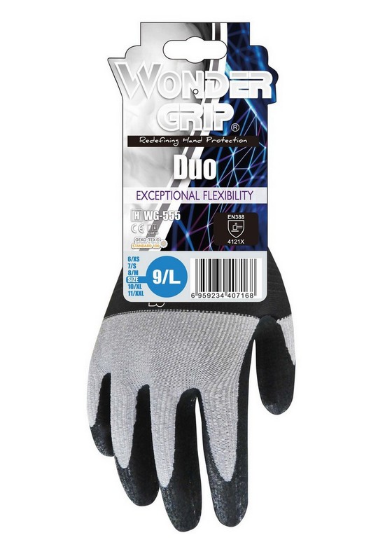 WONDER GRIP DUO NITRILE PALM PRECISION GLOVES LARGE WG555091